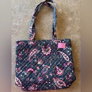 Vera Bradley Quilted Tote Bag - Gray and Pink Paisley